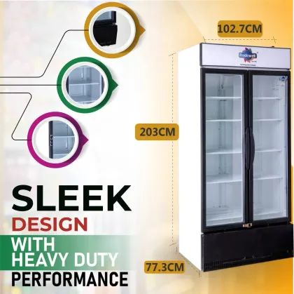Rockwell RVC1100B 947 L Double Glass Door Visi Cooler