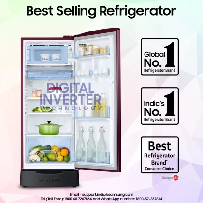 Samsung RR20F2825WR 183 L 5 Star Single Door Refrigerator