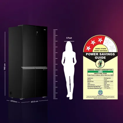 Haier HRB-600EK 520 L 3 Star French Door Refrigerator (Vouge Lumiere)