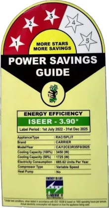 Carrier CAI12CE3R35F0 1 Ton 3 Star 2025 Inverter Split AC