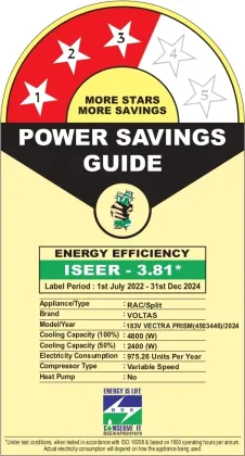 Voltas 183V Vectra Prism 1.5 Ton 3 Star 2024 Inverter Split AC