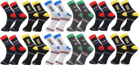 Ebiz Men's Striped Ankle Length Socks  (Pack of 12)