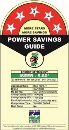 Carrier CAI12IN5R36W0 1 Ton 5 Star 2026 Inverter Split AC