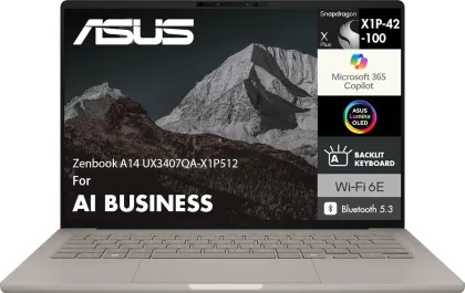 Asus Zenbook A14 UX3407QA-X1P512 Laptop (Snapdragon X1P-42-100/ 16GB/ 1TB SSD/ Win 11)