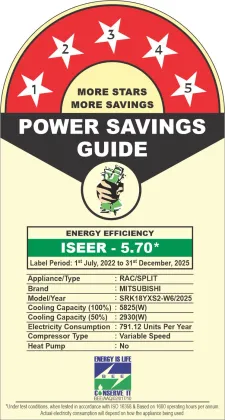 MITSUBISHI SRK18YXS2-W6 1.65 Ton 5 Star 2025 Inverter Split AC