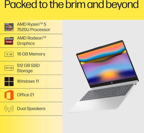 HP 15-fc0690au Laptop (AMD Ryzen 5 7520U/ 16GB/ 512GB SSD/ Win11 Home)