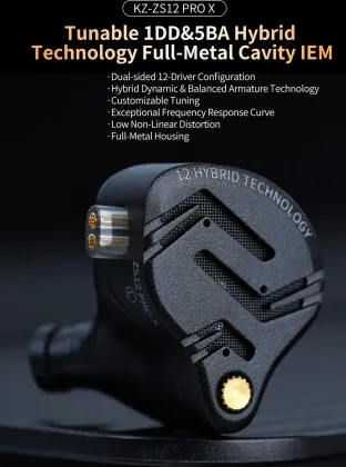 KZ ZS12 Pro X Wired Earphones (Tuning Switch-Without Mic)