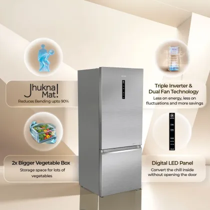 Haier HEB-362TSA-P 355 L 2 Star Double Door Refrigerator