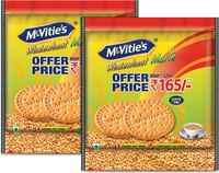 McVitie's Wholewheat Marie Biscuits with Goodness of Calcium, 1Kg Super Saver Family Pack (Pack of 2)