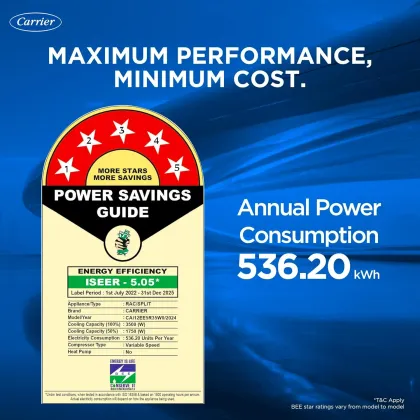Carrier CAI12EE5R36W0 1 Ton 5 Star 2026 Inverter Split AC