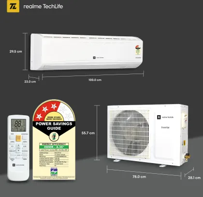 Realme TechLife 163IAA26WRMS 1.6 Ton 3 Star 2026 Inverter Split AC