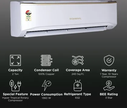 O General ASGA24BUTA-B 2 Ton 3 Star 2025 Inverter Split AC
