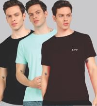 M7 By Metronaut Pack of 3 Men Solid Round Neck Poly Cotton T-Shirts