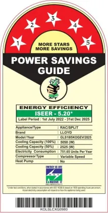 Lloyd GLS18I5KOGEV 1.5 Ton 5 Star 2025 Inverter Split AC
