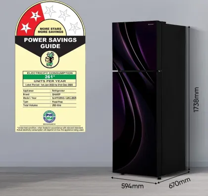 Sharp SJ-FF305V2-GKG 265 L 2 Star Double Door Refrigerator