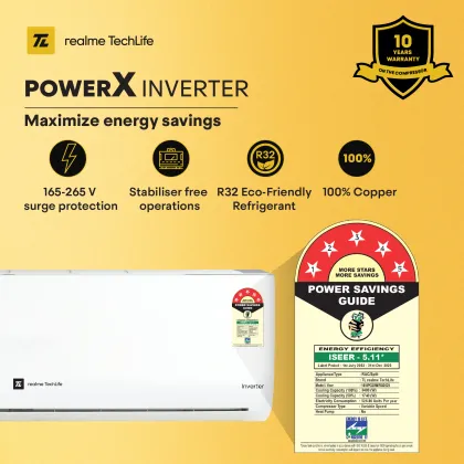 Realme TechLife 105IPG25WRS 1 Ton 5 Star 2025 Inverter Split AC