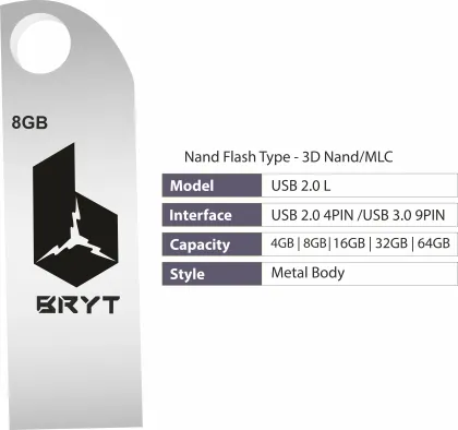 Bryt BRT104 8GB USB 2.0 Pen Drive - image 3