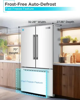 BLACK+DECKER BRF1800GIMW 18 Cu Ft French Door Refrigerator