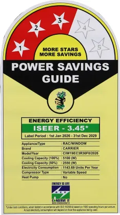 Carrier CIW19EC3R36F0 1.5 Ton 3 Star 2026 Inverter Window AC