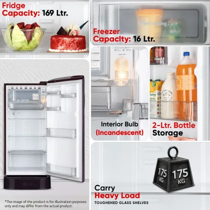 LG GLD1956ZAPI 185 L 5 Star Single Door Refrigerator