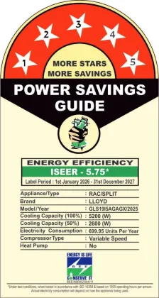 Lloyd GLS19I5AGAGX 1.5 Ton 5 Star 2025 Inverter Split AC