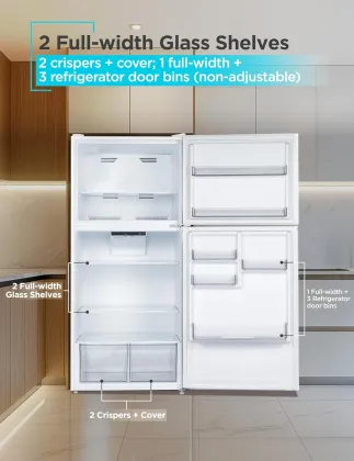 BLACK+DECKER BR2010JW 20.1 Cu Ft Double Door Refrigerator