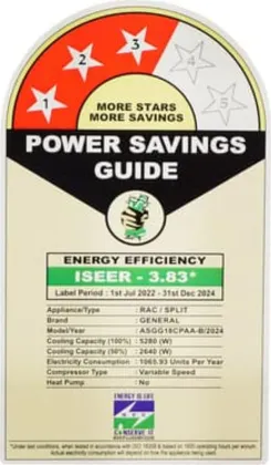 O General ASGG18CNWA 1.5 Ton 3 Star 2024 Inverter Split AC