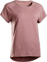 DOMYOS Women's Gentle Yoga Organic Cotton T-Shirt - Plum