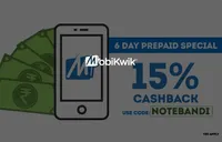 Get 15% Cashback on Prepaid Recharges of Rs. 100 or More