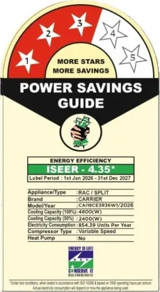 Carrier CAI18CE3R36W1 1.5 Ton 3 Star 2026 Inverter Split AC (Xcel Edge Gxi Wi-Fi)