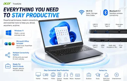 Acer Travel Lite 15 TL05-41M Laptop (AMD Ryzen 5 7430U/ 8GB/ 512GB SSD/ Win11)