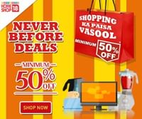 Minimum 50% OFF on Home, Electronics, Mobiles, Fashion Products & More
