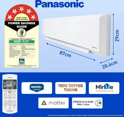 Panasonic CS/CU-NU12ZKY5W 1 Ton 5 Star Inverter Split AC
