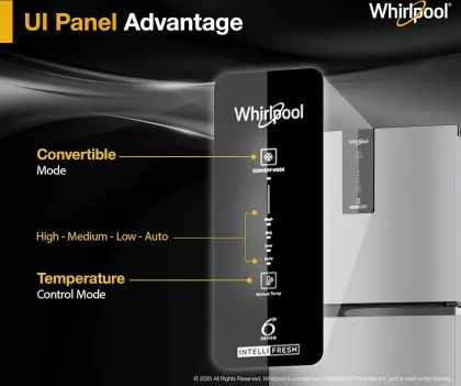 Whirlpool IF INV 375 Illusia Steel Conv-Y 327 L 3 Star Double Door Refrigerator