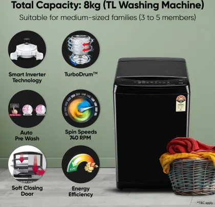 LG T80V4OB1S 8 Kg Fully Automatic Top Load Washing Machine