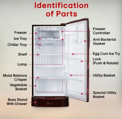 LG GL-D231ASAD 210 L 3 Star Single Door Refrigerator