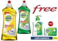 Buy 2 Dettol Kitchen Dish & Slab Gel 750ml & Get Dettol Liquid Handwash Soap Original, Pump 215 ml Free