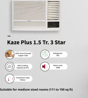 Hitachi Kaze Plus RAW318HFDO 1.5 Ton 3 Star 2021 Window AC