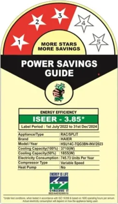 Haier HSU14C-TQG3BN-INV 1 Ton 3 Star 2023 Inverter Split AC