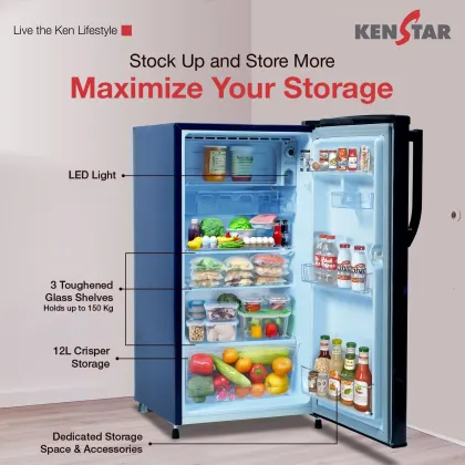 Kenstar 183BD3KS24HB 183 L 3 Star Single Door Refrigerator