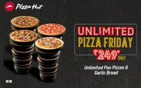 Unlimited Pizza & Garlic Bread at Rs. 249 Only + Unlimited Pepsi at Rs. 99 | Oultet Only