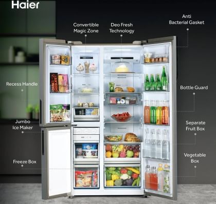 Haier HRT-683KWG-P 628 L Side by Side Door Refrigerator