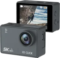 IZI CLICK 5K and 50MP 30 FPS Waterproof Sports Action Camera with Wide Angle Lens (Grey)