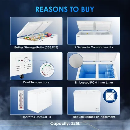 Haier HFC-325CM5 303 L 5 Star Double Door Deep Freezer