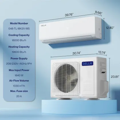 DELLA Vario ‎048-TL-18K2V-19S 18000 BTU 230V Inverter Split AC
