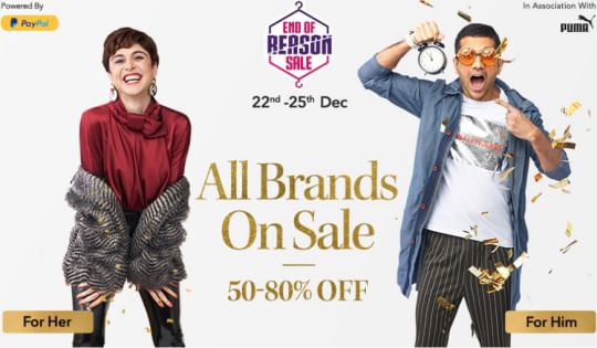 End of Reason Sale: Upto 80% OFF on Fashion Products + 10% Bank OFF or 50% Cashback with PayPal & more