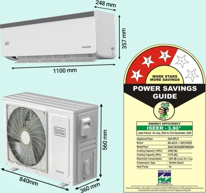 Black & Decker BXACN3I320BP2IN 2 Ton 3 Star 2025 Inverter Split AC