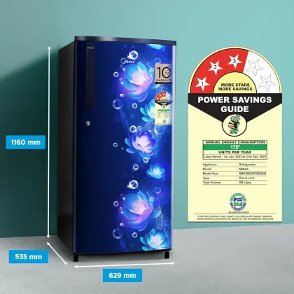 Midea MRD190D3HPCB 190 L 3 Star Single Door Refrigerator