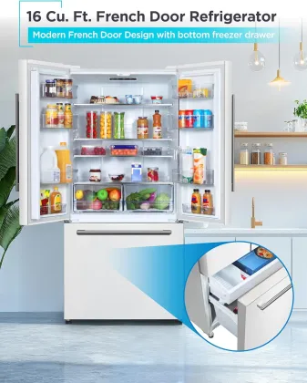 BLACK+DECKER BRF1600GIMW 16 Cu Ft French Door Refrigerator