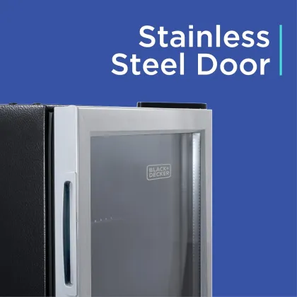 BLACK+DECKER BDB44LS 4.4 Cu Ft Single Glass Door Mini Refrigerator
